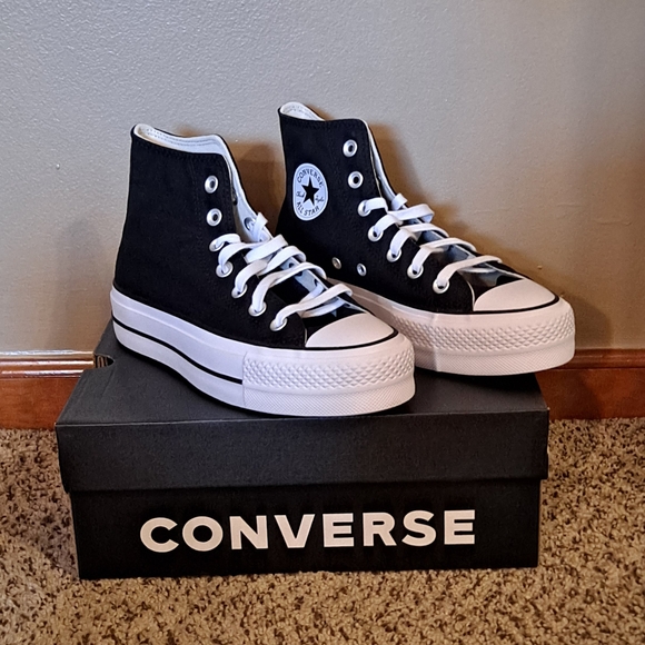 Chuck Taylor All Star Converse Platform Black High Tops Size 6 - Picture 1 of 9